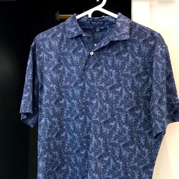 Peter Millar Blue Seaside Tropical Palm Print Golf Polo 💎 Quality Look & Feel - Picture 5 of 5